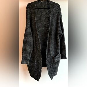 Cozy Black Knit Oversized Boho Cardigan
